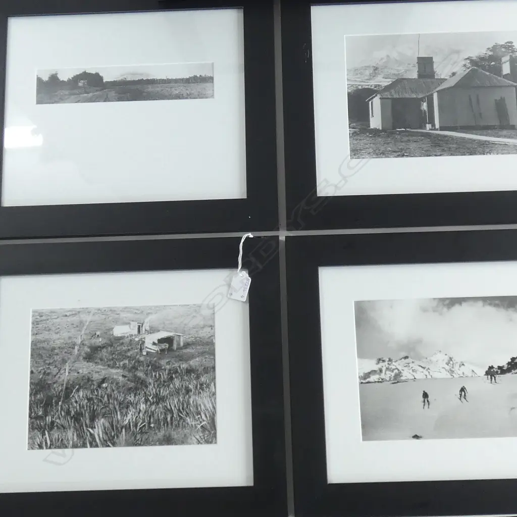 2 NATIONAL LIBRARY B&W PHOTOGRAPHIC PRINTS + 3 OTHER NZ SCENES VARIOUS SIZES - LARGEST  235 X 170MM - BLACK FRAMES ... Image 1++