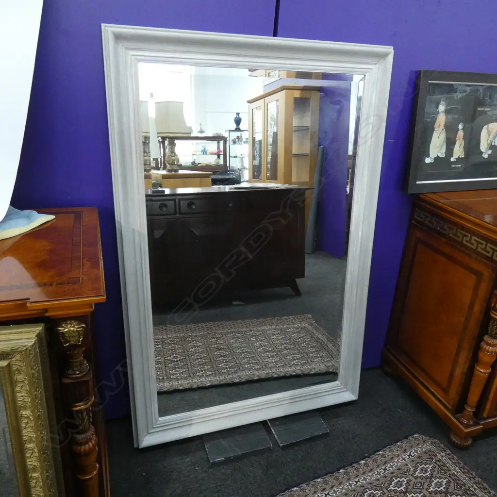 LARGE PAINTED FRAMED BEVELLED GLASS MIRROR. 1390 x 940mm Image 1++