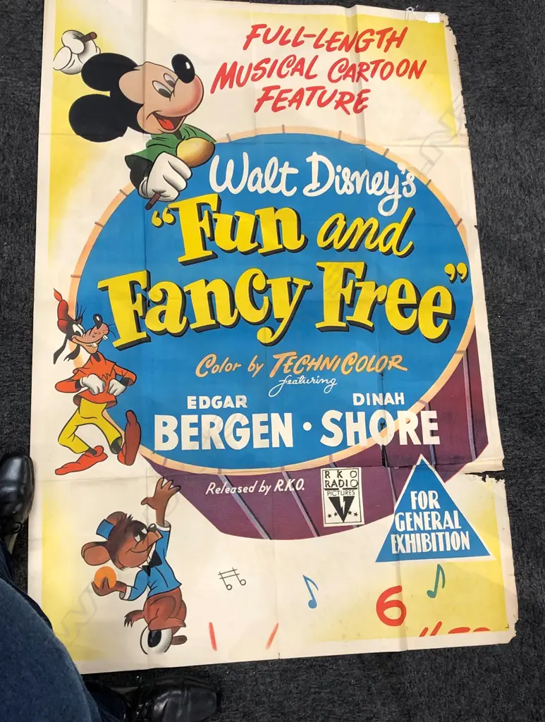 LGE C1940'S POSTER "WALT DISNEY'S FUN and FANCY FREE" 1500X1000mm Image 1++