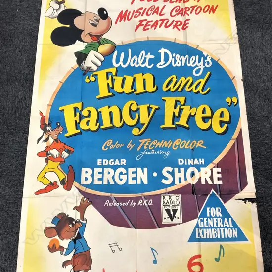 LGE C1940'S POSTER "WALT DISNEY'S FUN and FANCY FREE" 1500X1000mm
