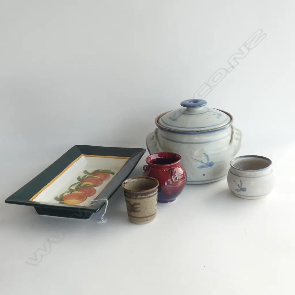 4 PCS NZ POTTERY; CHAPMAN BOWLS / BLOCK BOWL + KERI BLUE PLATE L 340MM Image 1++