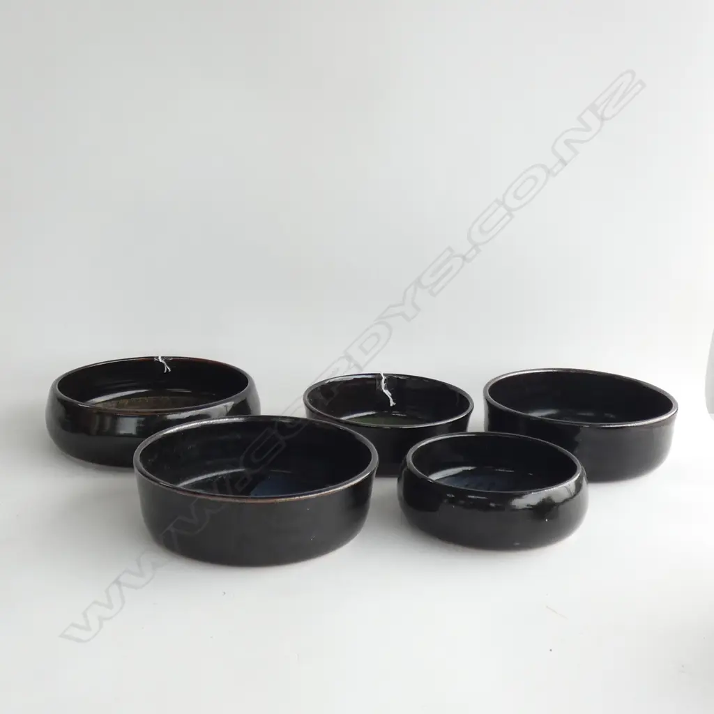 5 PCES BARRY DOYLE POTTERY BOWLS  LARGEST DIA 215MM Image 1++
