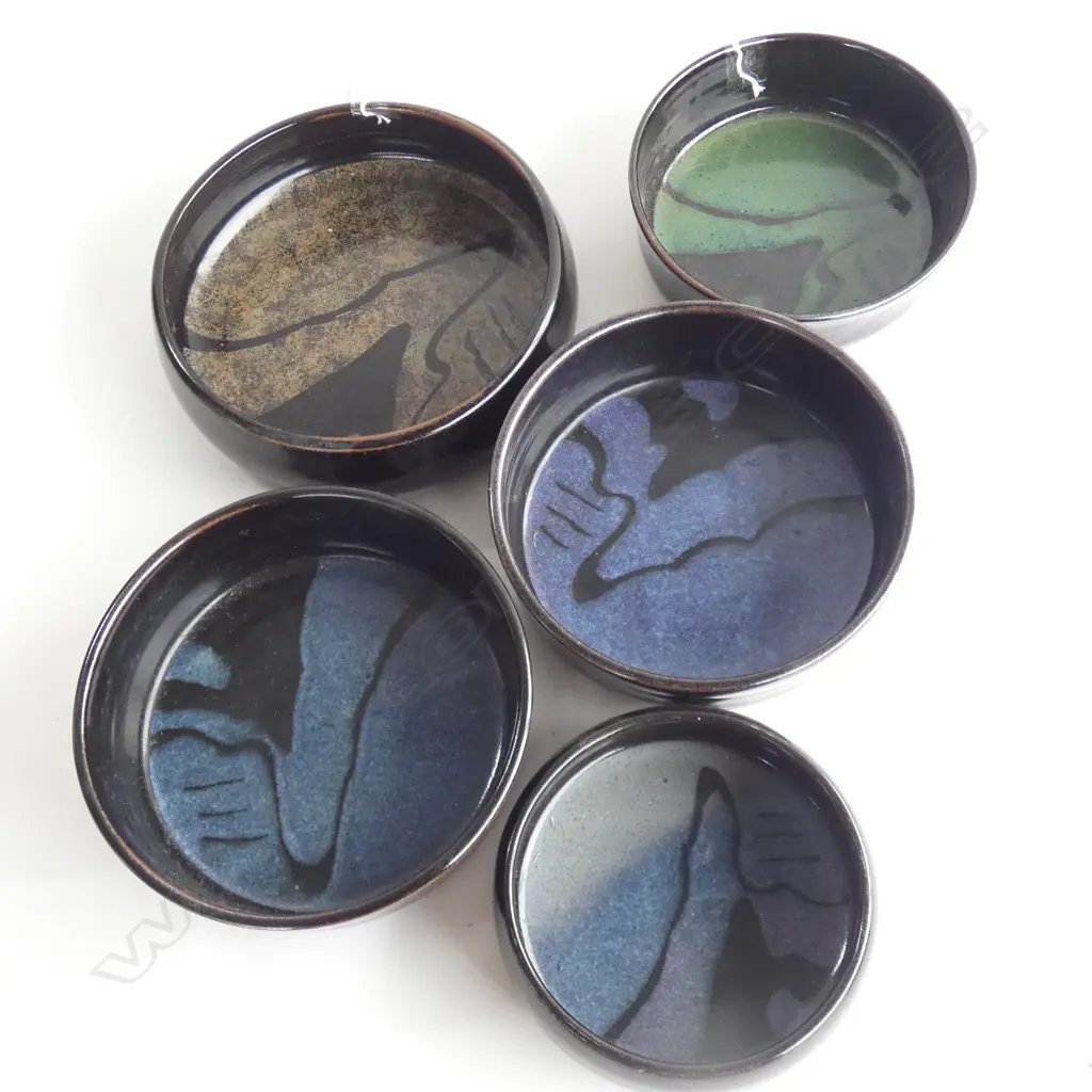 5 PCES BARRY DOYLE POTTERY BOWLS  LARGEST DIA 215MM Image 1++