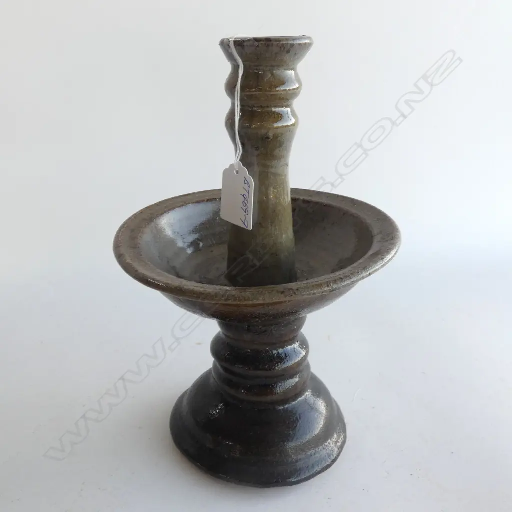 YVONNE RUST 'ALTER FURNITURE' POTTERY CANDLE STAND H.255mm. LABELLED Image 1++