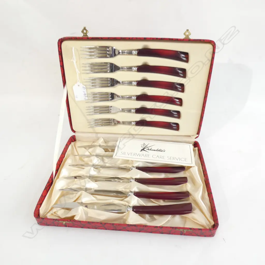 12 PC KIRKCALDIE & STAINS BOXED STEAK KNIFE & FORK SET - AS NEW IN ORIGINAL BOX  Image 1++