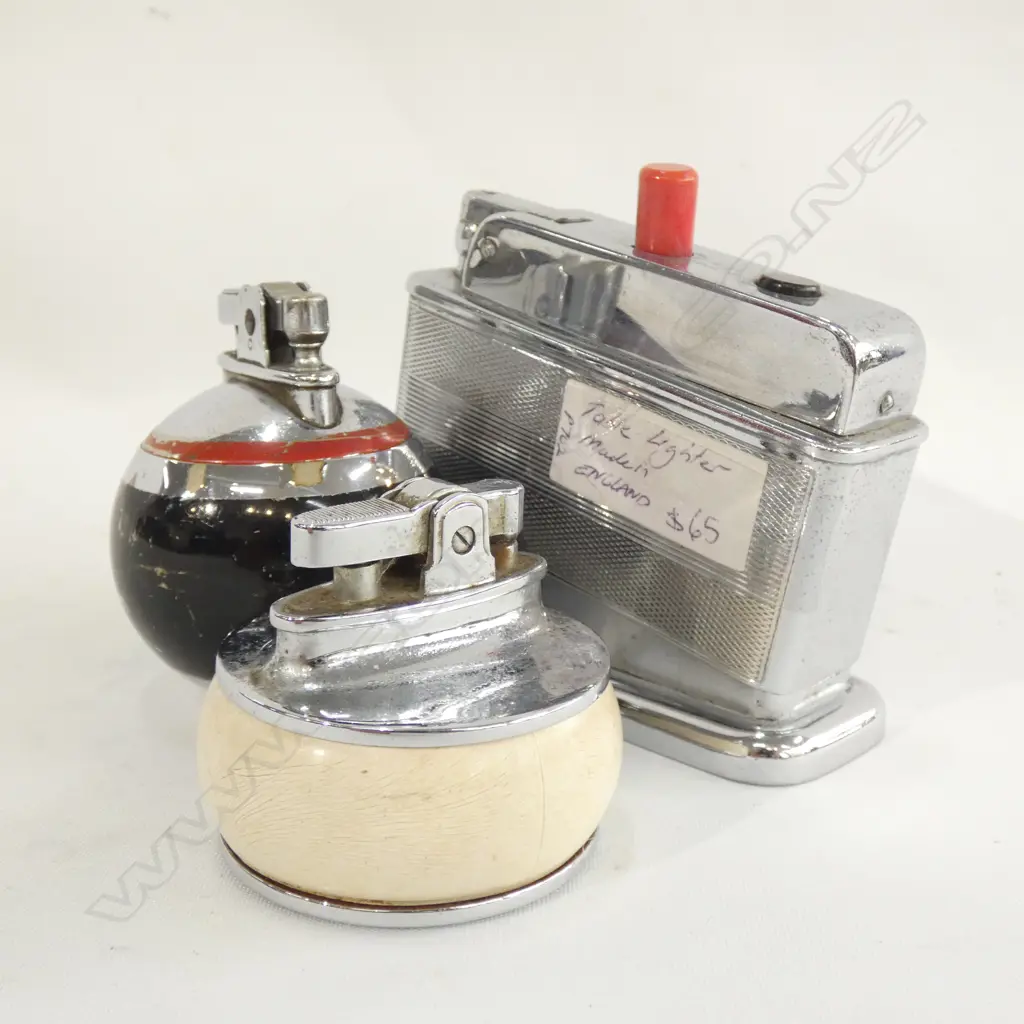 3 DECO TABLE LIGHTERS, RONSON RONDELIGHT, LUCAS LIGHTSTAR ETC. Image 1++
