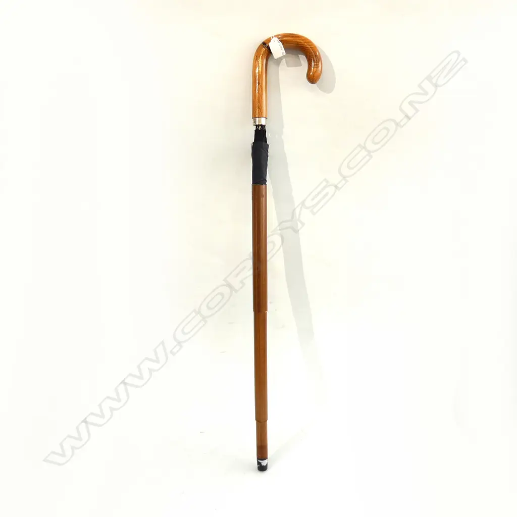 WOODEN WALKING STICK WITH CONCEALED UMBRELLA Image 1++