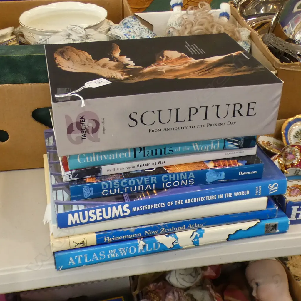 8 ASST. COFFEE TABLE BOOKS; SCULPTURE, ATLASES, CHINA, MUSEUMS, PLANTS ETC Image 1++