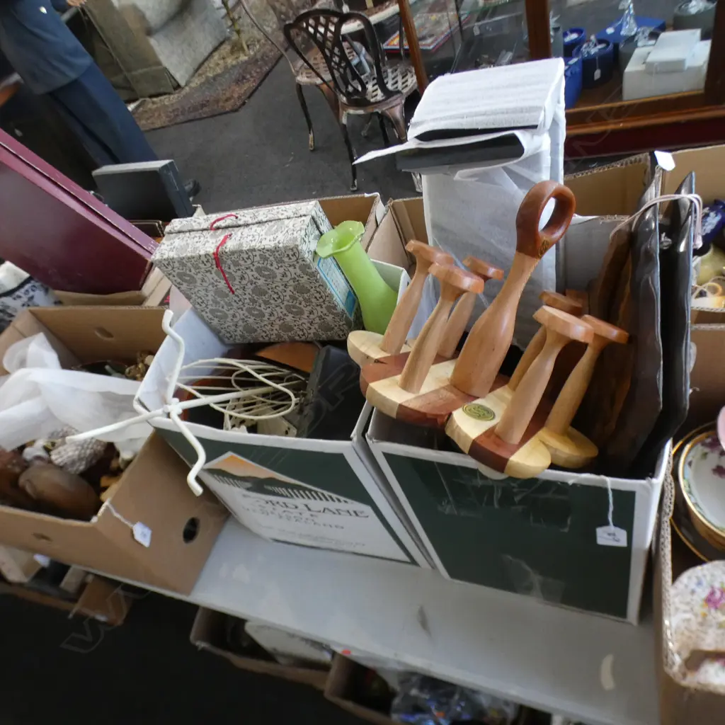 2 BOXES MISC INCL ORIENTAL CORK ART ETC.. Image 1++