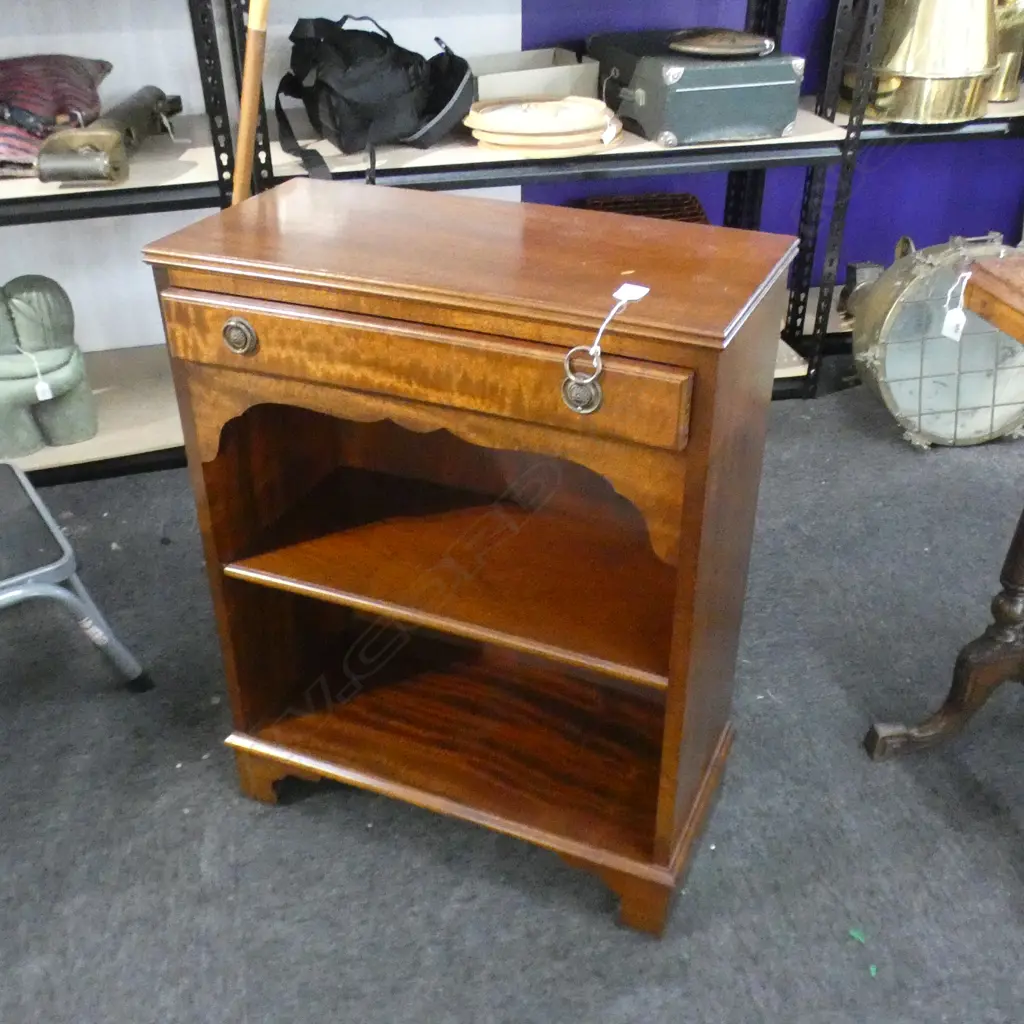 EDWARDIAN MAHOGANY SM BOOK SHELVES W DRAWER 290 X 610 X 770MM Image 1++
