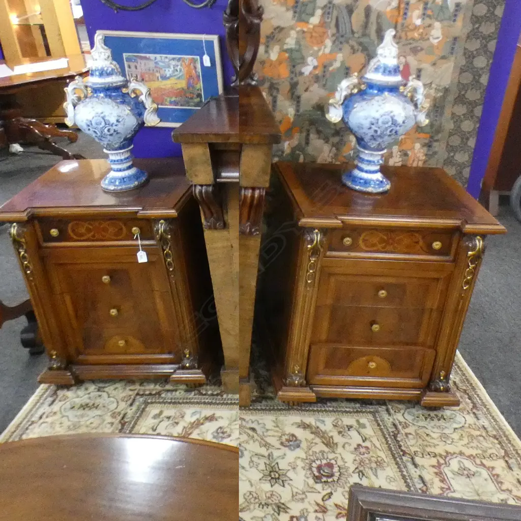 PAIR ORNATE VERSACE STYLE BEDSIDE CABINETS 550 x 400 x 680mm  Image 1++