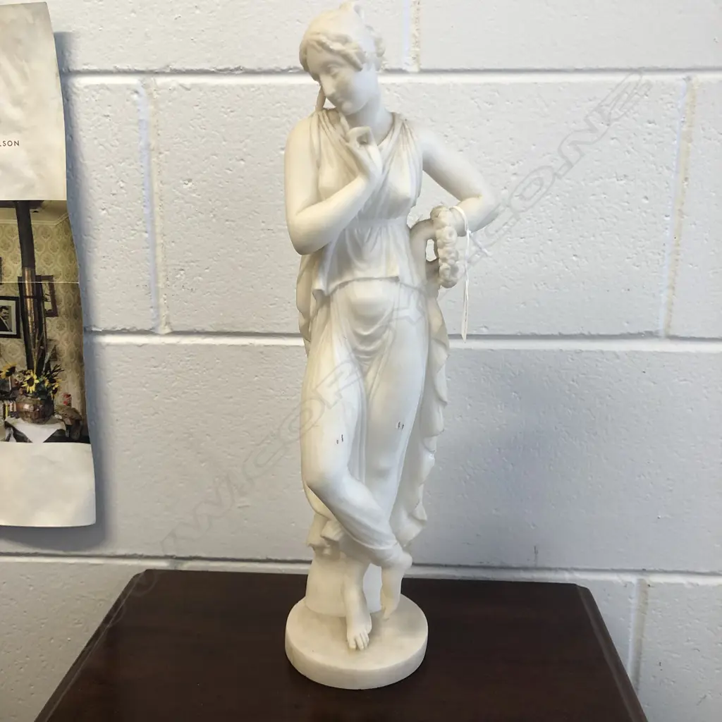 WHITE ALABASTER GRECIAN LADY FIGURE H.440mm A.F Image 1++