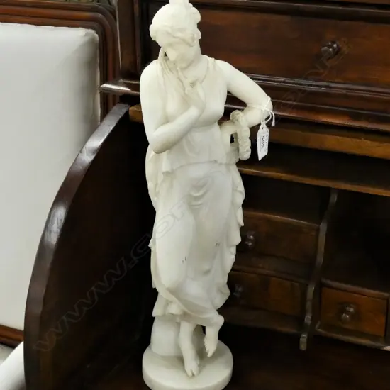 WHITE ALABASTER GRECIAN LADY FIGURE H.440mm A.F