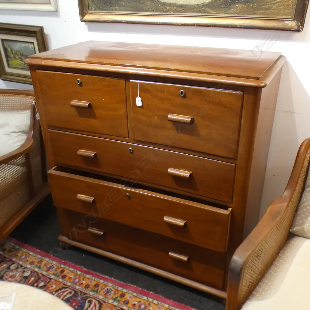 WALNUT 5 DRAWER VICTORIAN CHEST  Image 1++