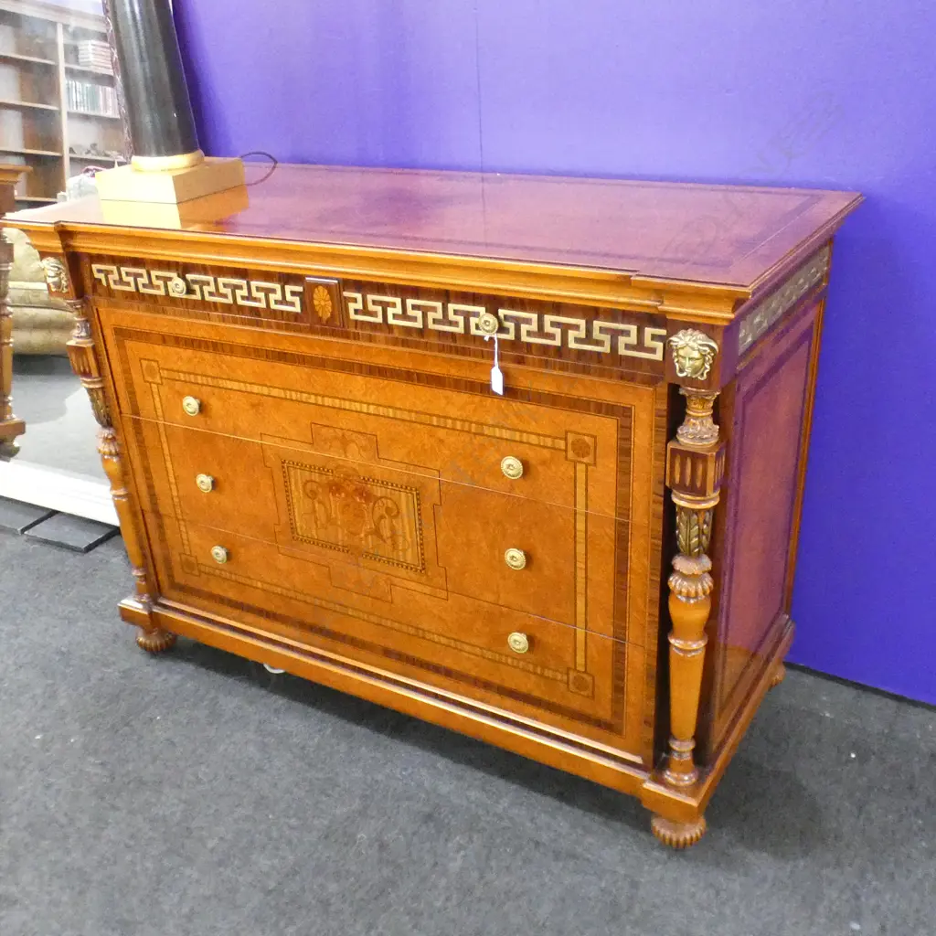 VERSACE STYLE CHEST (small part of Greek key moulding missing) 1270 x 560 x 900mm Image 1++