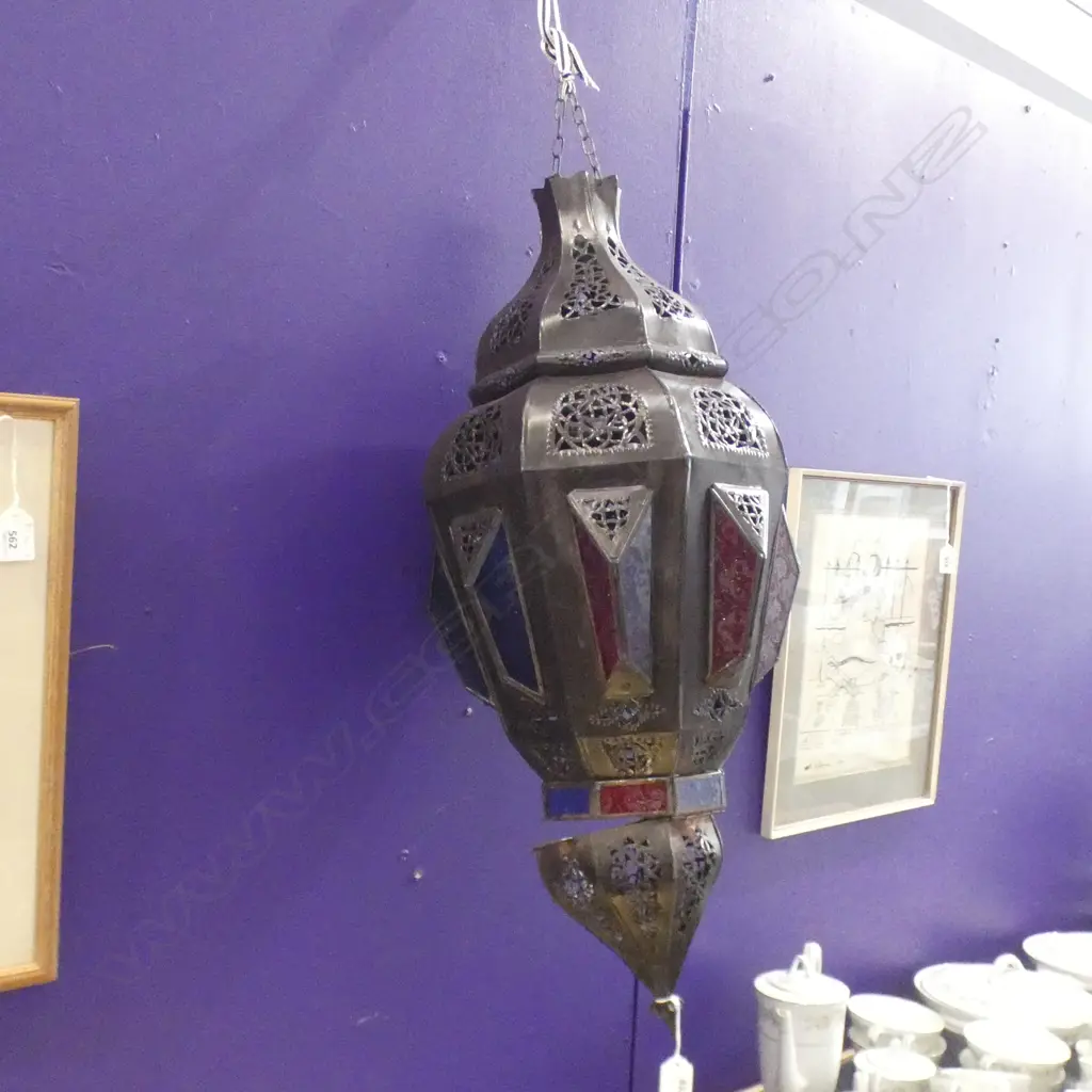MOROCCAN BROWN PAINTED METAL LANTERN H.700mm Image 1++