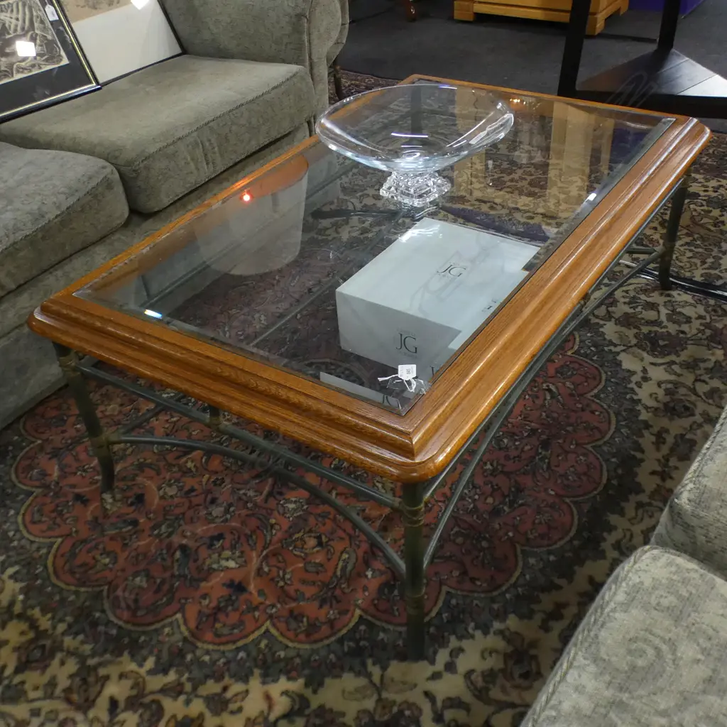 COFFEE TABLE, size 1300mmm x 800mm x 450mm high, glass top Image 1++