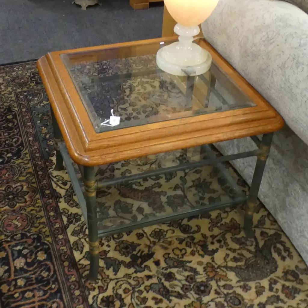 PR OF SIDE TABLES, size 600mm x 600mm x 500mm high, glass top Image 1++