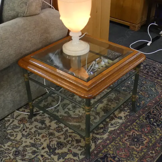 PR OF SIDE TABLES, size 600mm x 600mm x 500mm high, glass top