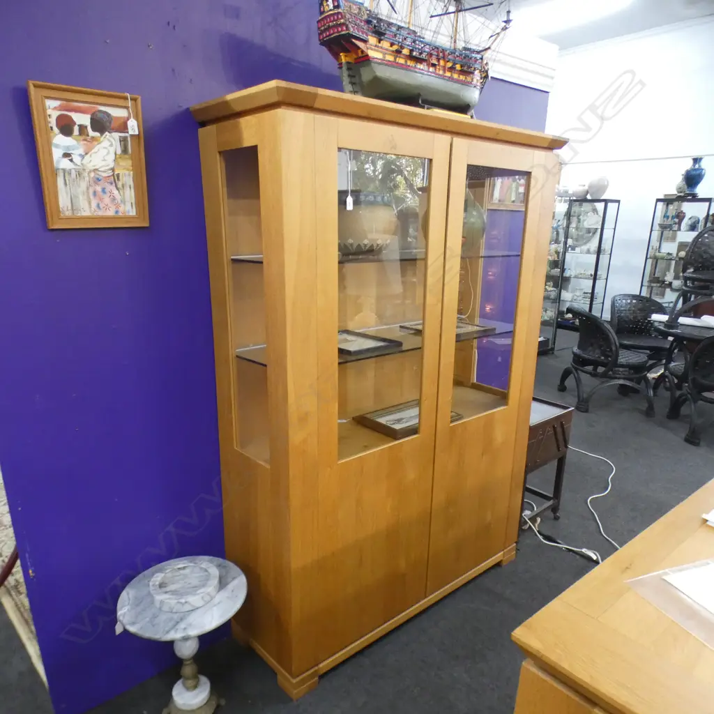 BLONDE OAK DISPLAY CABINET 1230 x 430 x 1800mm Image 1++