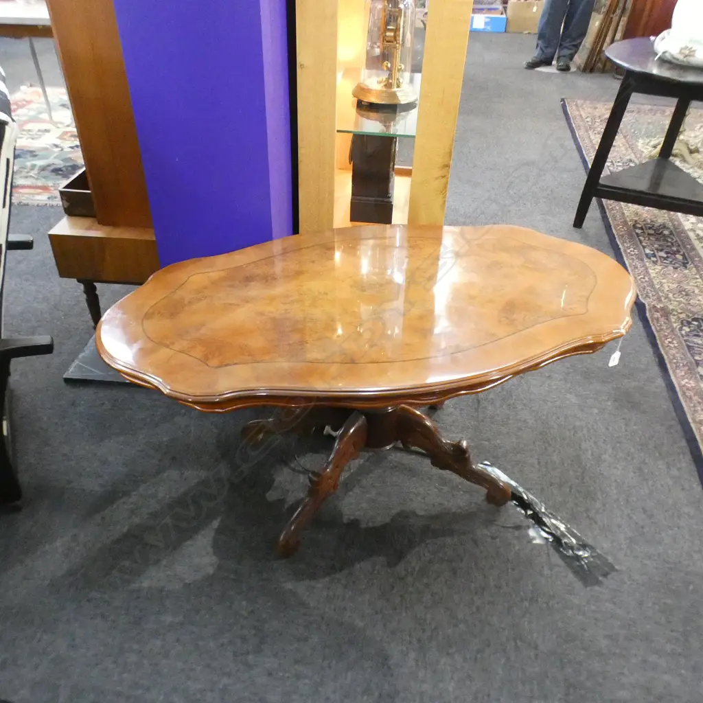 WALNUIT CARVED BASE COFFEE TABLE  Image 1++