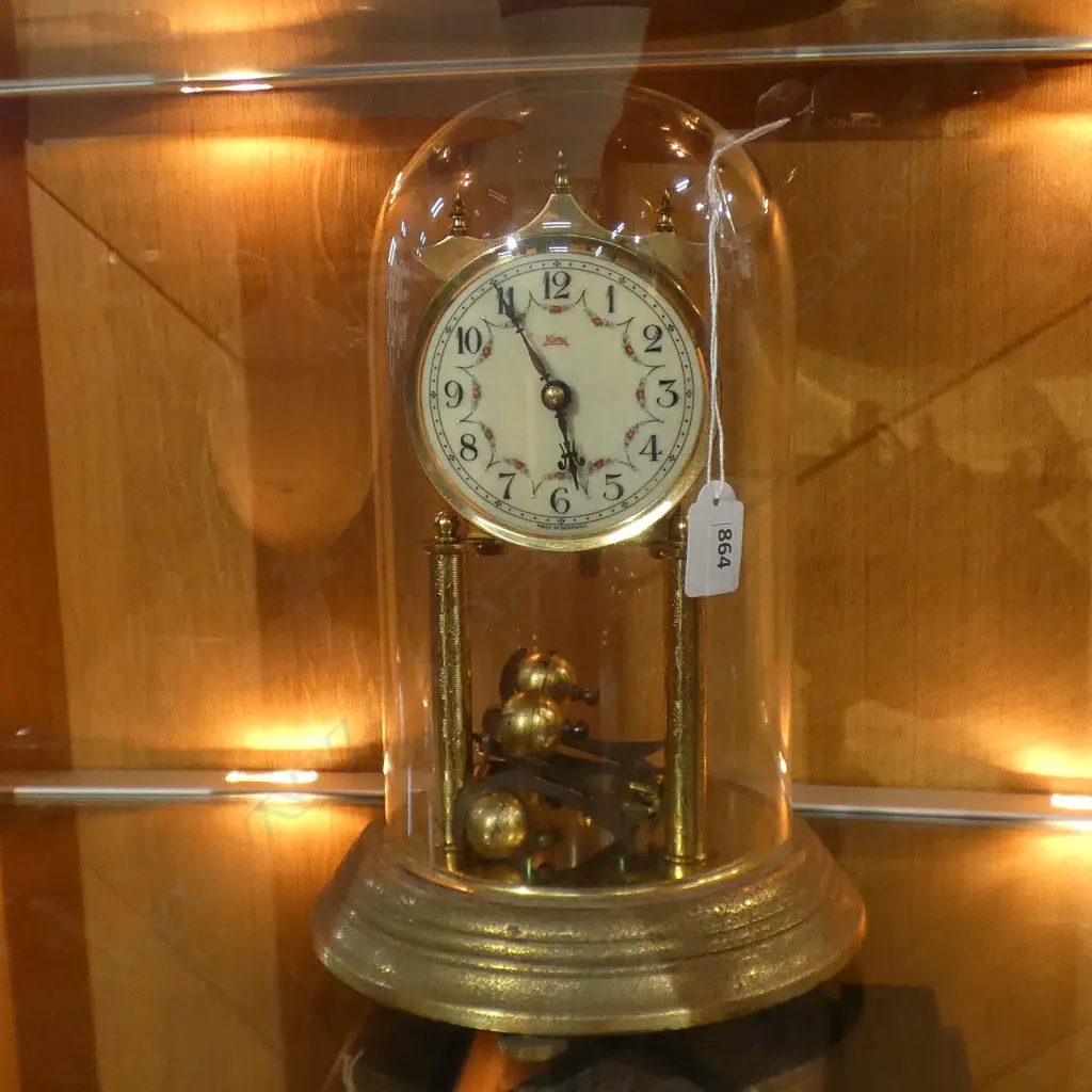 KOMA VINTAGE GLASS DOMED MANTLECLOCK Image 1++