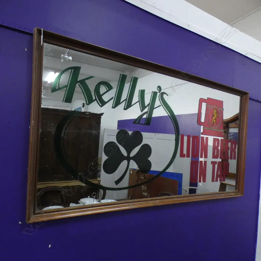 LARGE PUB MIRROR 'KELLYS LION BEER ON TAP' 1570x830mm Image 1++