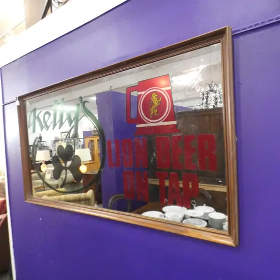 LARGE PUB MIRROR 'KELLYS LION BEER ON TAP' 1570x830mm