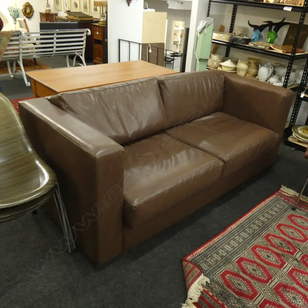 BROMHEAD FAUX LEATHER SOFA... Image 1++