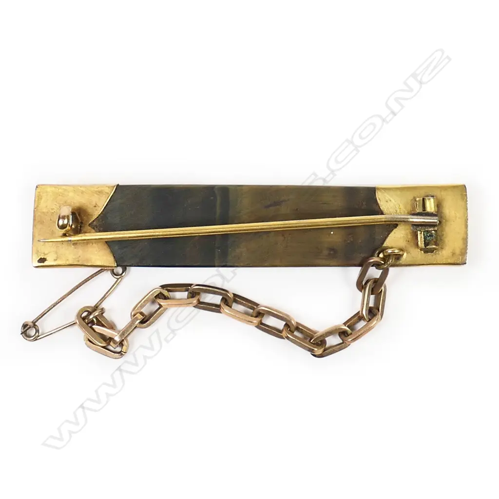 W Slaney gold and tiger eye bar brooch, Image 1++