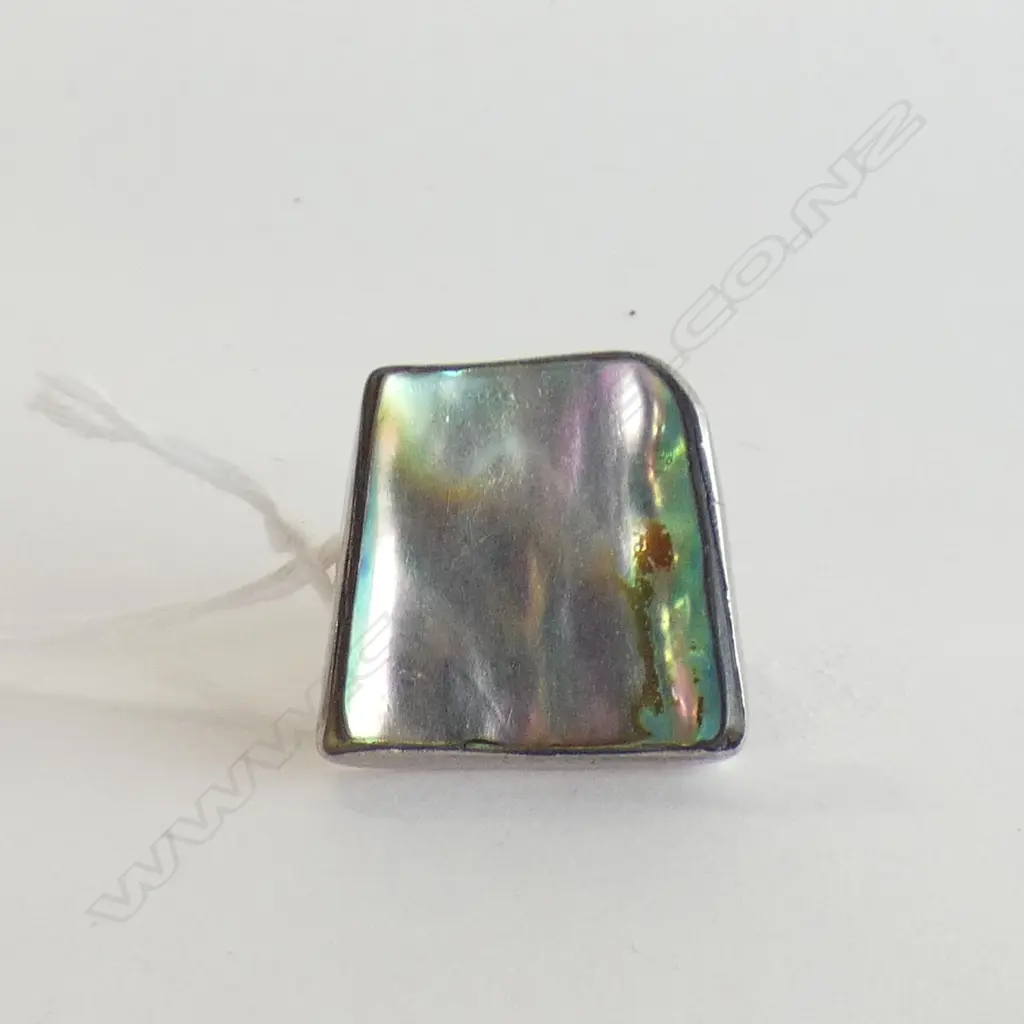 SILVER & PAUA SQUARE PANEL RING Image 1++