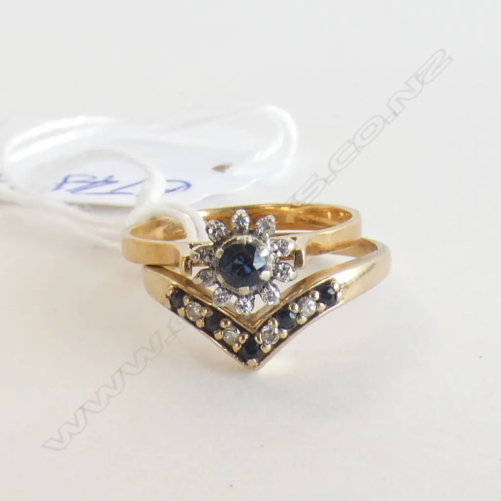 PR 9CT GOLD SAPPHIRE & DIAMOND RINGS 5gms Image 1++