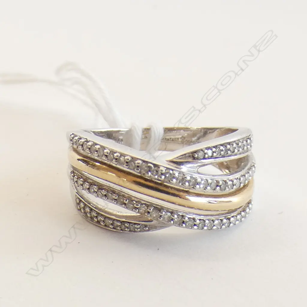 925 SILVER / 10K & TDW RUSSIAN STYLE RING - MICHAEL HILL JEWELLER  4.8GMS  Image 1++