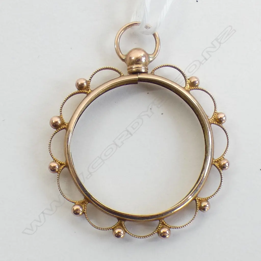 9CT YELLOW GOLD COIN PENDANT MOUNT FRAME 1.97gm Image 1++