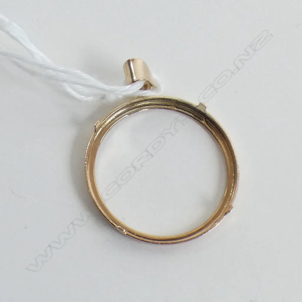 9CT YELLOW GOLD COIN PENDANT MOUNT FRAME 1.08gm Image 1++