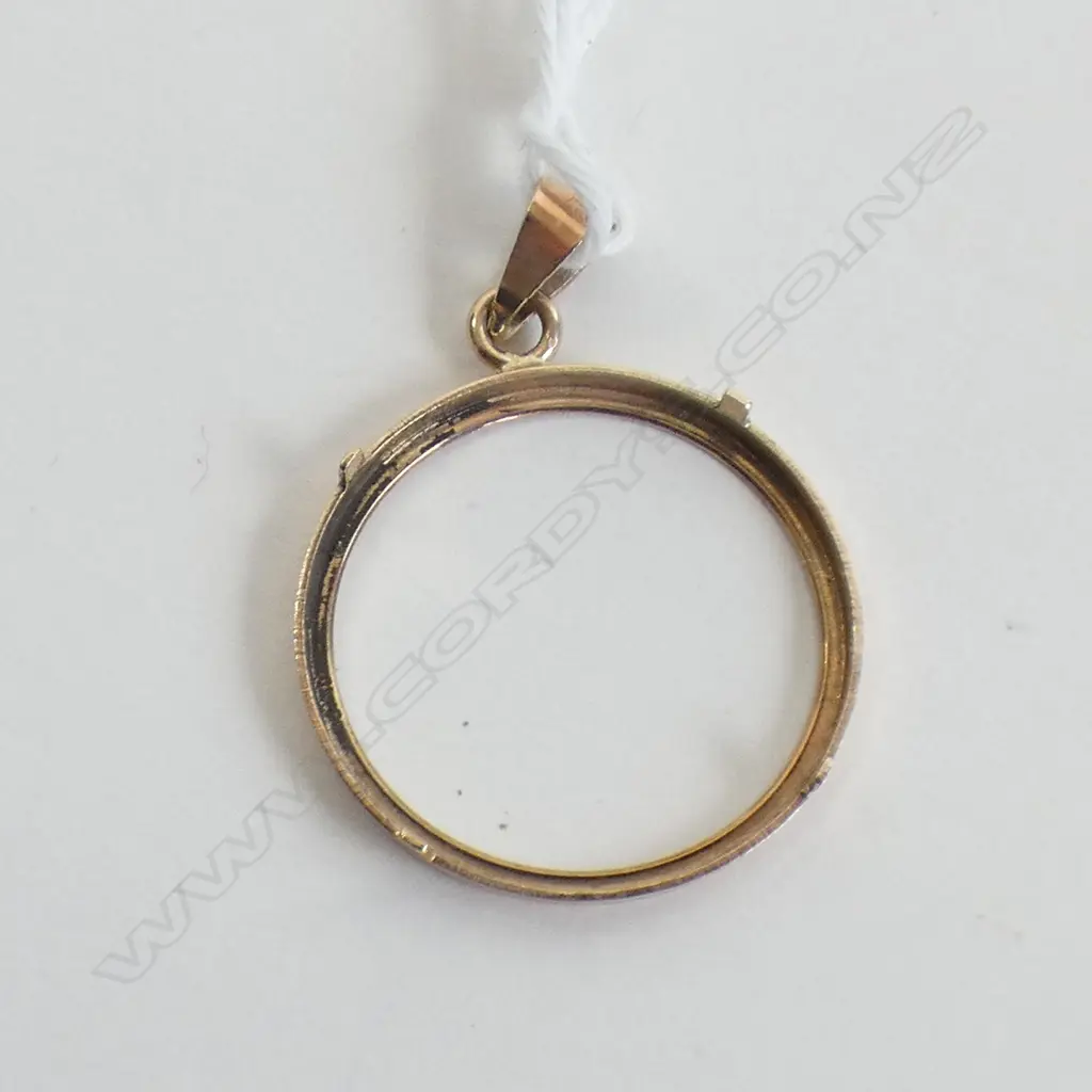 9CT YELLOW GOLD COIN PENDANT MOUNT FRAME 1.15gm Image 1++