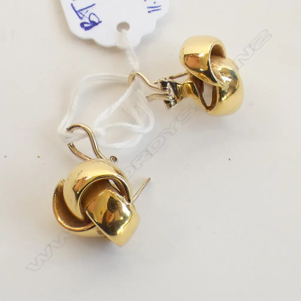 PR 18CT GOLD EARRINGS; PIERCED EARS w. OMEGA CLIPS 11.3 GRAMS Image 1++