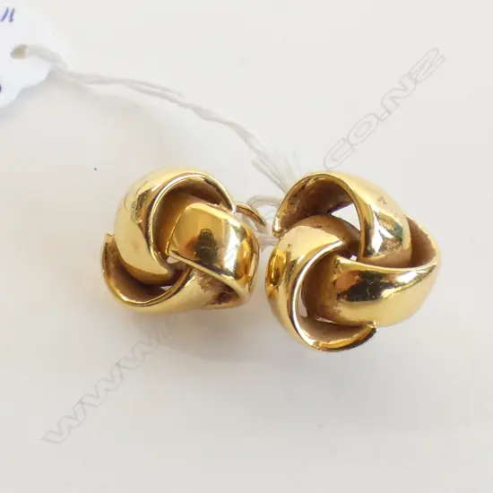 PR 18CT GOLD EARRINGS; PIERCED EARS w. OMEGA CLIPS 11.3 GRAMS