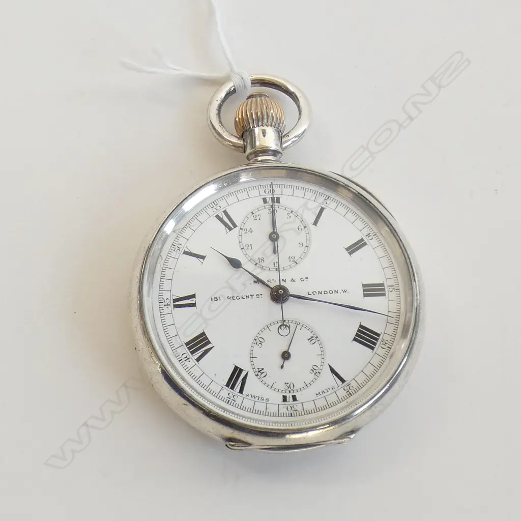 925 SILVER CASED POCKET WATCH 101GMS ENGRAVED LONDON 1917 Image 1++