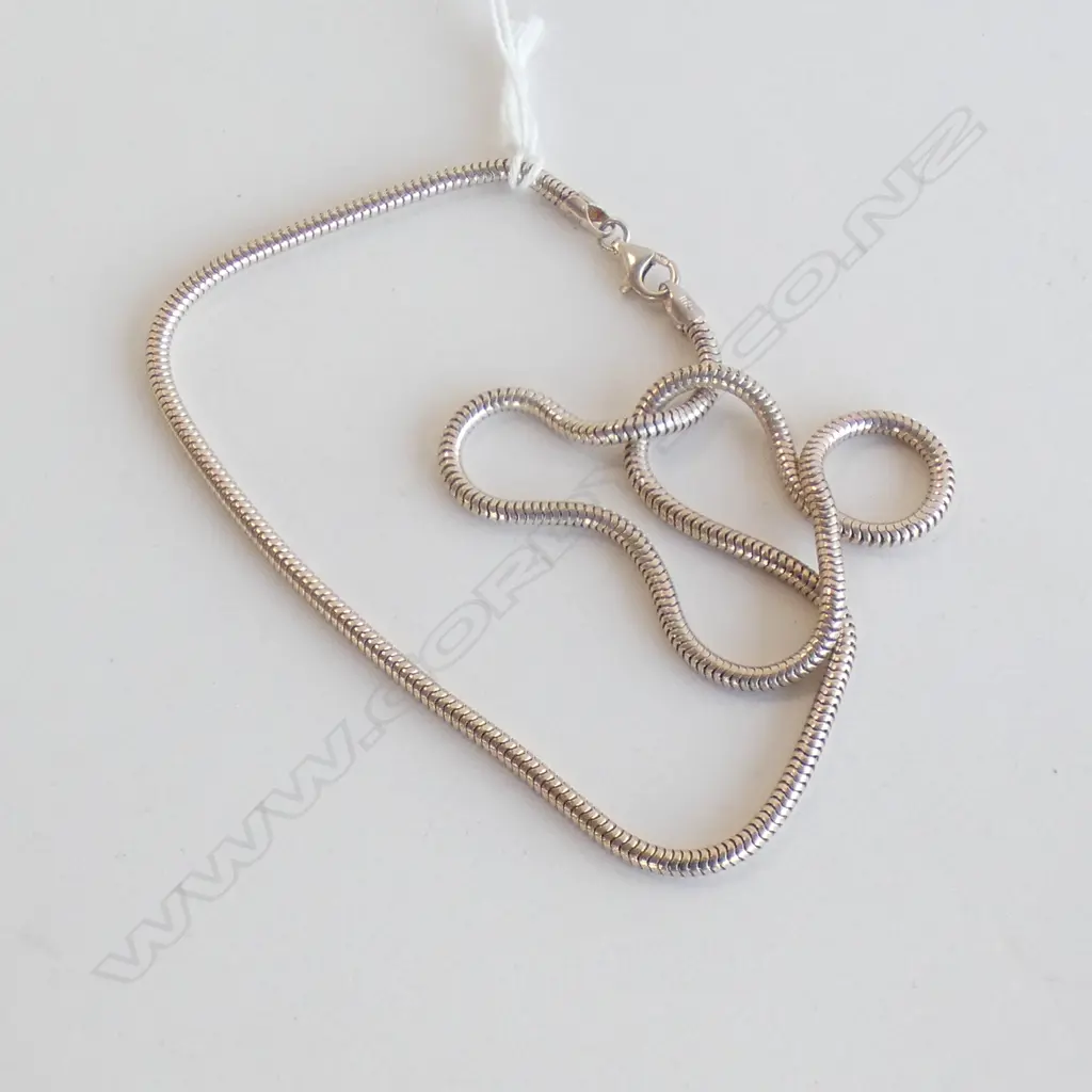SILVER SNAKE LINK NECK CHAIN L.420mm Image 1++