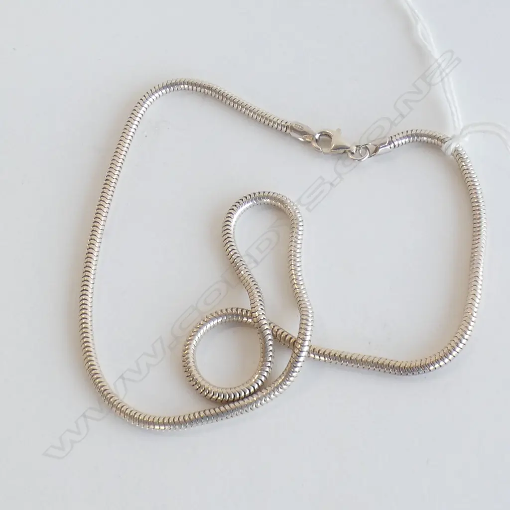 SILVER SNAKE LINK NECK CHAIN L.420mm Image 1++