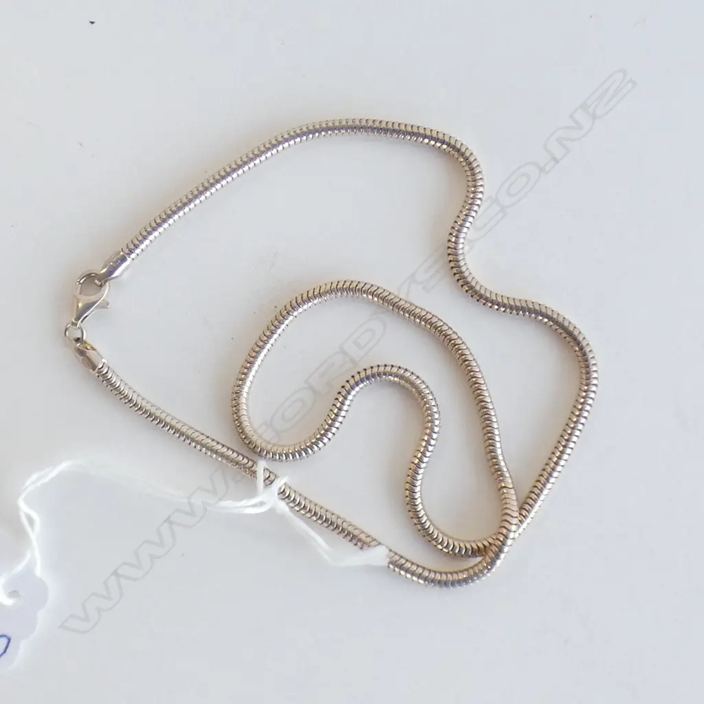SILVER SNAKE LINK NECK CHAIN L.420mm Image 1++