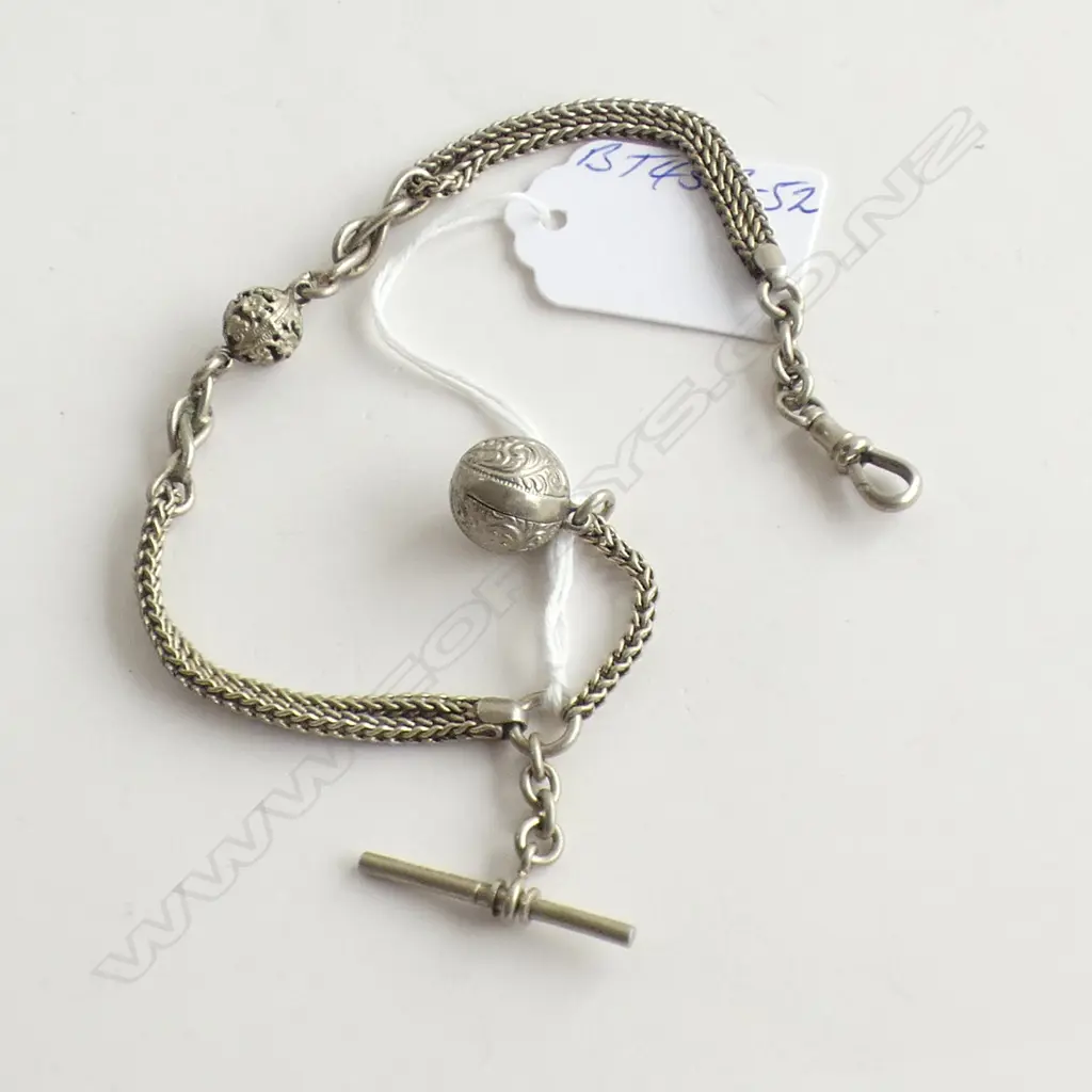 MEXICAN SILVER ALBERTINA DBLE CHAIN & BALL HIGHLIGHTS Image 1++