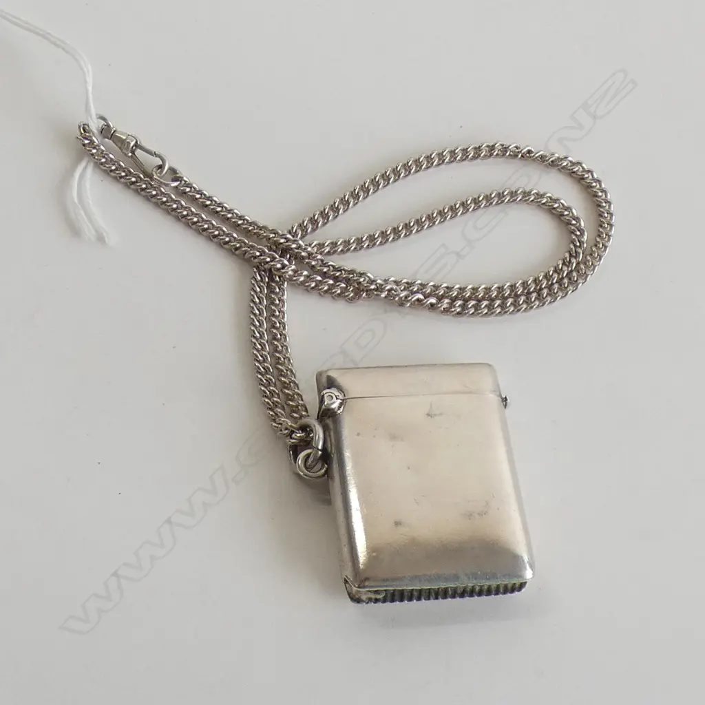 VINTAGE SILVER VESTA ON CURB LINK CHAIN L.440mm Image 1++