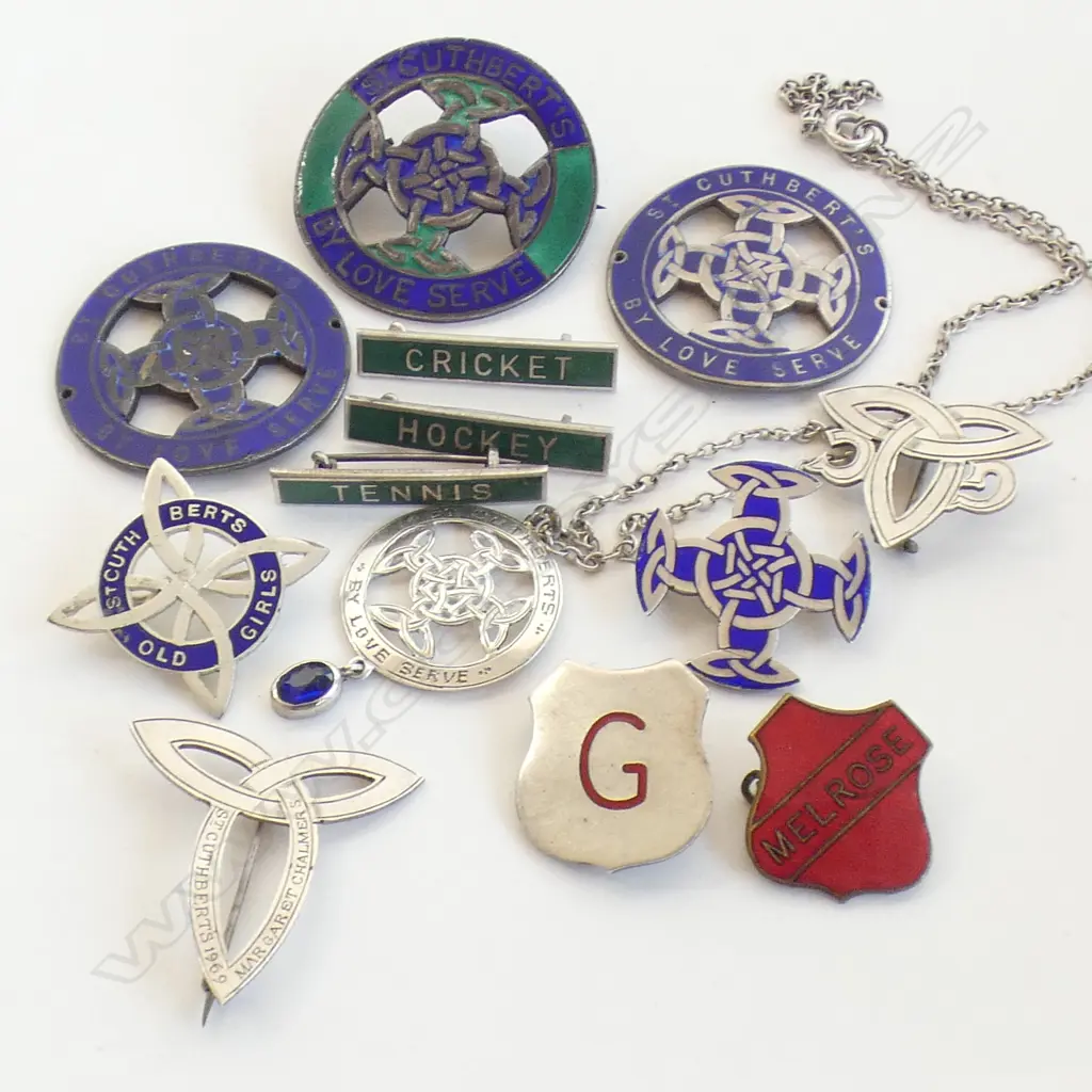 13 X ST CUTHBERTS SCHOOL BADGES SOME HALLMARKED 84 GRAMS Image 1++