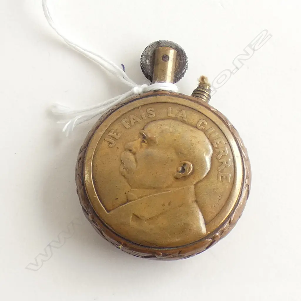 WWI ANTIQUE MILITARY ARMY COPPER PETROL CIGARETTE LIGHTER GENERAL FOCH Image 1++