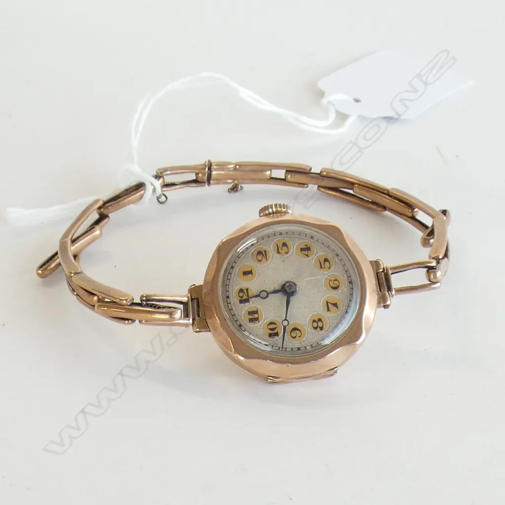 9CT GOLD CASE & BRACELET 1920'S LADIES WRISTWATCH 19gm Image 1++