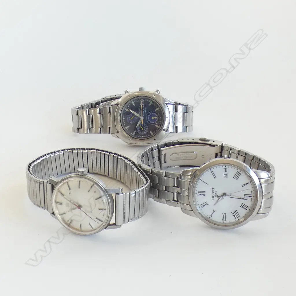 3 GENTS WATCHES; 2 TISSOT (ONE WORKING) + SEIKO Image 1++