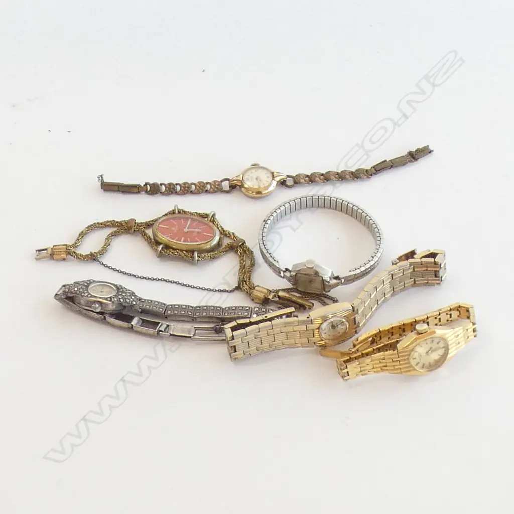 ASST VINTAGE WRISTWATCHES INCLS MARCASITE Image 1++