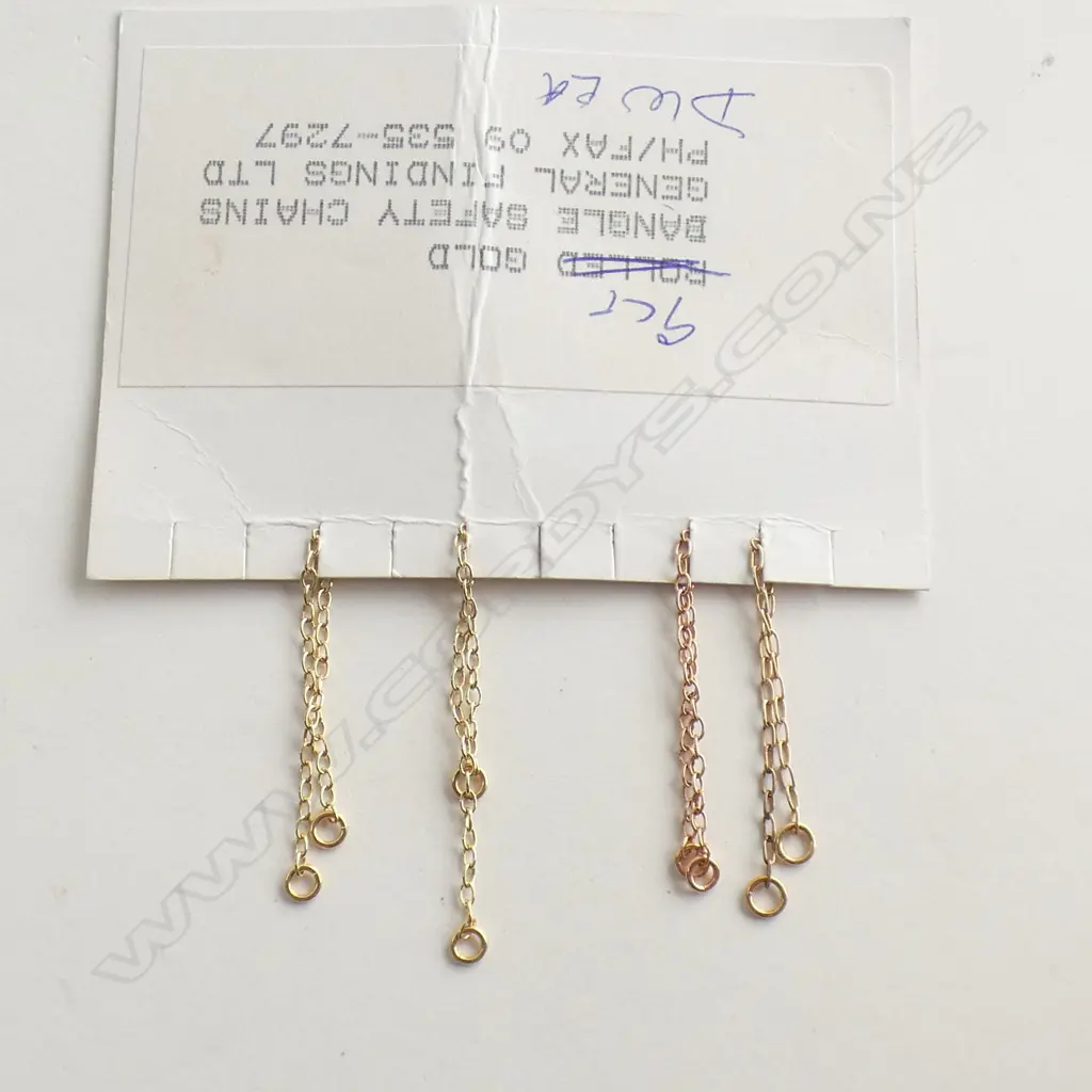 4X 9CT NEW BANGLE SAFETY CHAINS ON SUPPLY CARD Image 1++